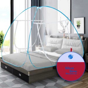 Silver Shine Blue Mosquito Net Foldable Double Bed Net